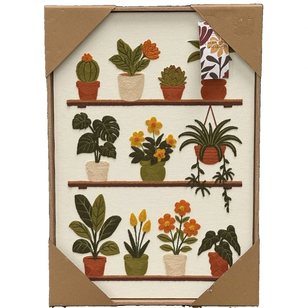 New BP Home Textile Embroidery Woven Wall Art Houseplant on shelf Decor 18
